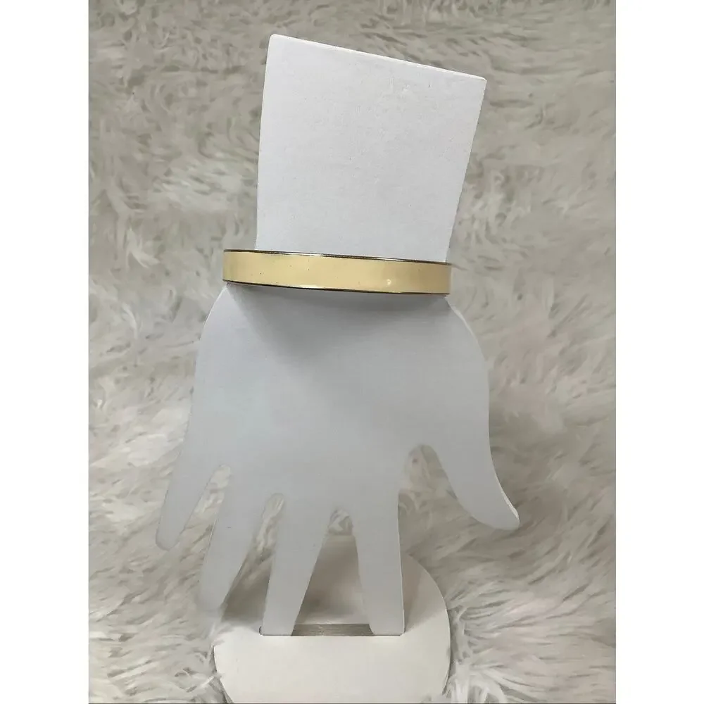 Kate Spade New York Gold Plated Cream Enamel Bangle Bracelet Minimalist A4-34 - Picture 2 of 4